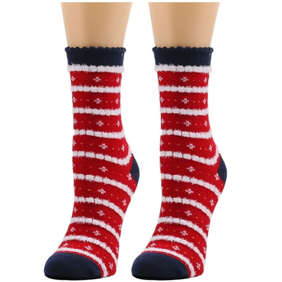 JeashCHAT Women Cute Christmas Vintage Printing Thicker Socks Long Sock Comfortable Socks