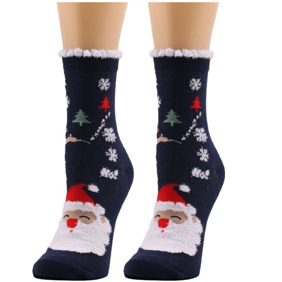 JeashCHAT Women Cute Christmas Vintage Printing Thicker Socks Long Sock Comfortable Socks