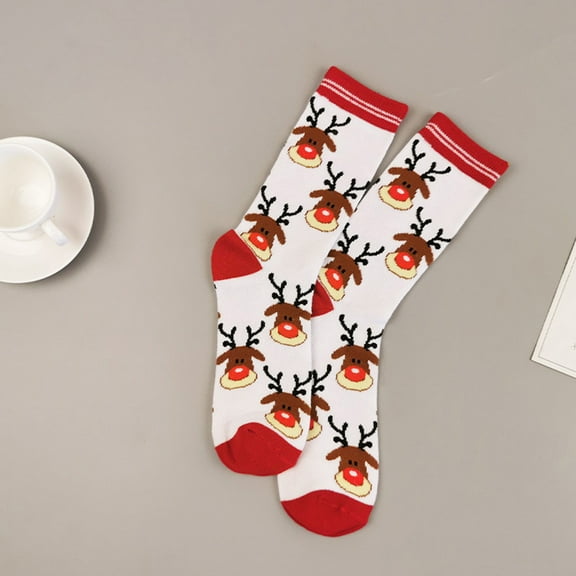JeashCHAT Women Cute Christmas Vintage Printing Thicker Socks Long Sock Comfortable Socks