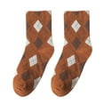 thumbnail image 1 of JeashCHAT Women Fashion Argyle Pattern Print England Style Cotton Middle Tube Socks, 1 of 3