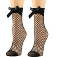 thumbnail image 1 of JeashCHAT Women Mesh Breathability Big Bow Net Socks Short Fishnet Thin Socks Stockings, 1 of 3