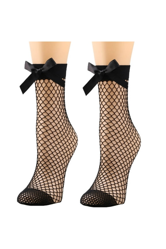 Women Mesh Breathability Big Bow Net Socks Short Fishnet Thin Socks Stockings