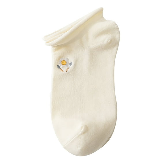 JeashCHAT Women Shortcylinder Cartoons Embroidery Towel Bottom Socks Lnvisible Ship Socks