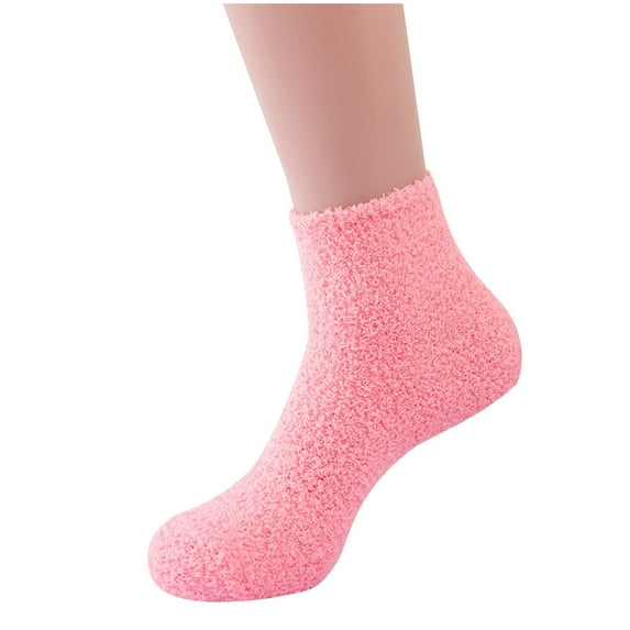JeashCHAT Women's Autumn And Winter Candy Color Women's Stockings Medium Tube Stockings Coral Velvet Stockings Floor Stockings Solid Color Warm Socks