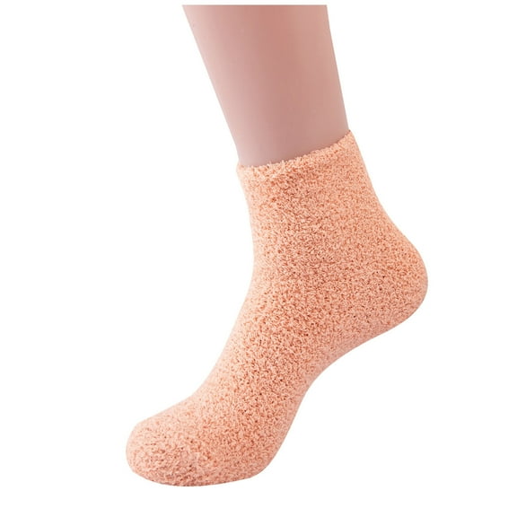 JeashCHAT Women's Autumn And Winter Candy Color Women's Stockings Medium Tube Stockings Coral Velvet Stockings Floor Stockings Solid Color Warm Socks