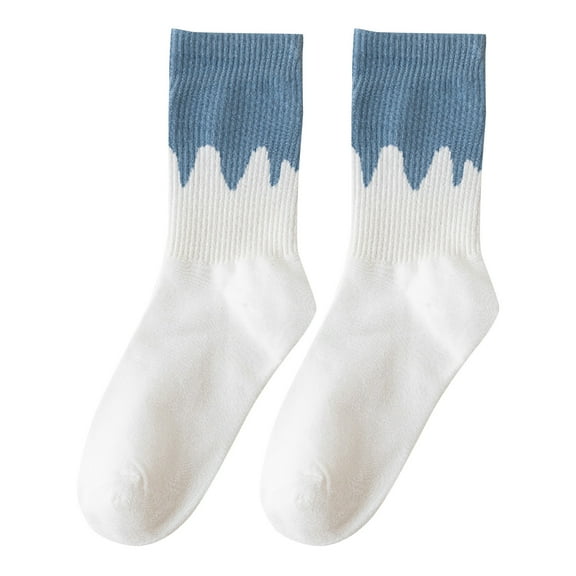 JeashCHAT Women's Autumn And Winter Striped Blue Plaid Sports Socks