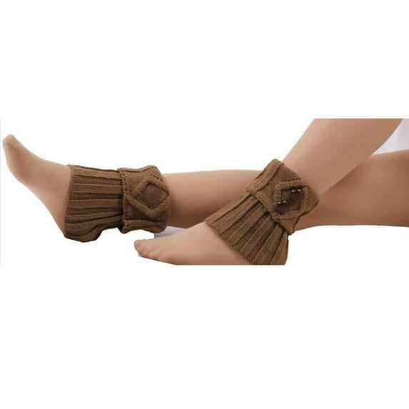 JeashCHAT Women's Button Socks Boot Accessories Short Leg Warmers Knit Toppers