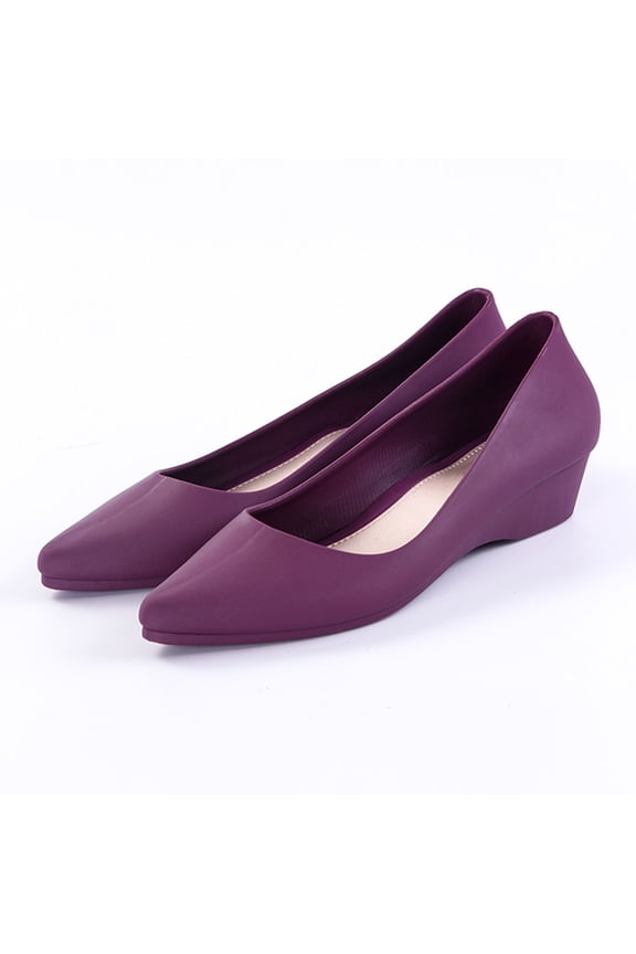 Women's Casual Pointed Toe Ballet Comfort Soft Slip On Flats Shoes Solid Color Dressy Shoes Work Flats Office Shoes (Purple)