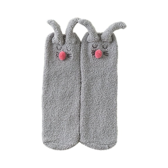 JeashCHAT Women's Causal Solid Winter Warm Leg Warmers Coral fleece Crochet Socks Bulk Christmas Socks Men