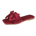 thumbnail image 1 of JeashCHAT Women's Flat Sandals Bow Tie Square Open Toe Single Band Slide Sandals for Women Dressy Summer (Red), 1 of 5