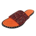 thumbnail image 1 of JeashCHAT Women's Flat Sandals Glitter Shiny Rhinestone One Band Round Open Toe Fashion Slide Sandals Women Dressy Summer Beach Slippers, 1 of 3