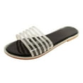 thumbnail image 1 of JeashCHAT Women's Flat Sandals Rhinestone Slides Slip On Open Toe Slide Sandals Slippers for Summer (Black), 1 of 6