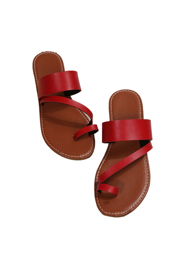 Women's Flat Sandals Toe Ring Arch Support Slide Sandals Casual Retro Beach Sandals Slippers Summer Vacation Flip Flop Open Toe Slip On Sandals