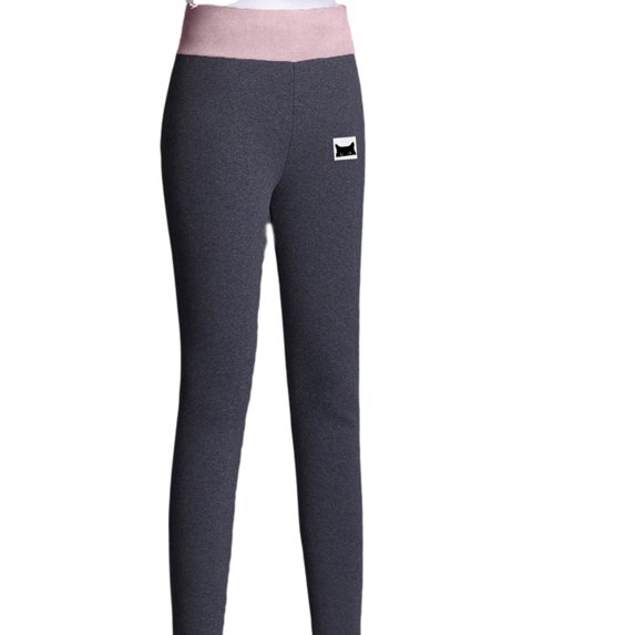 JeashCHAT Women's Fleece Lined Tights Casual Women Printed Span Ladies High Waist Keep Warm Long Pants
