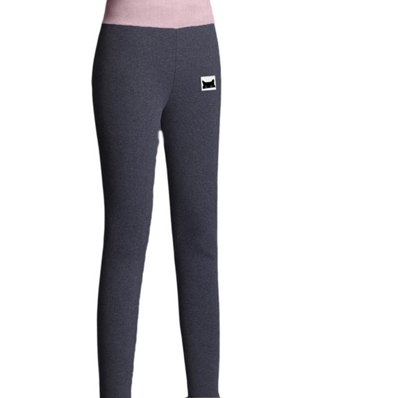 JeashCHAT Women's Fleece Lined Tights Casual Women Printed Span Ladies High Waist Keep Warm Long Pants