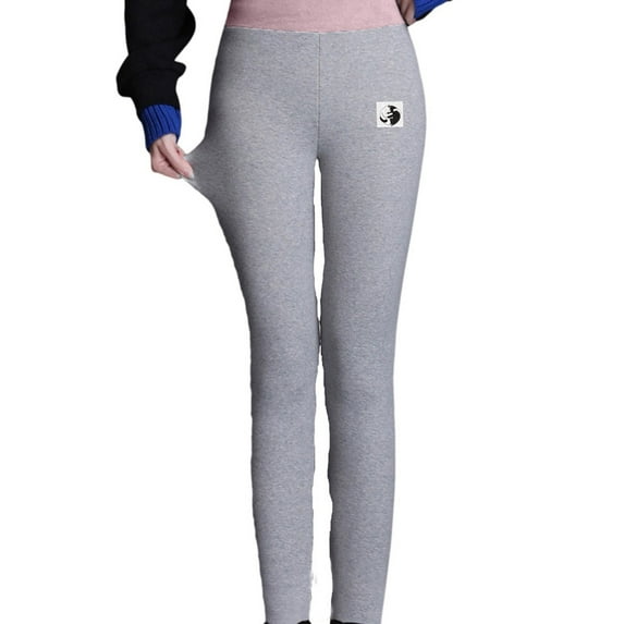 JeashCHAT Women's Fleece Lined Tights Casual Women Printed Span Ladies High Waist Keep Warm Long Pants