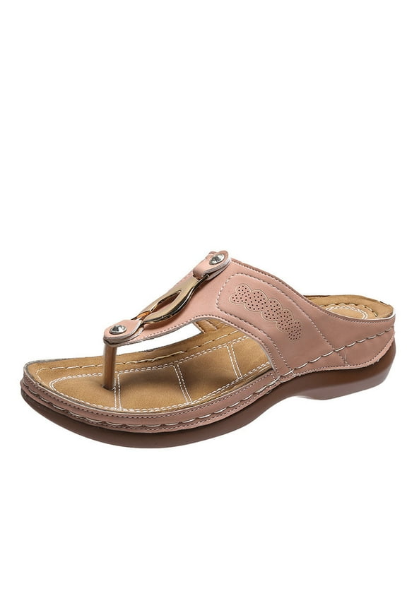 Women's Flip Flops Platform Thong Sandals Comfortable Slip On Walking Sandals Summer Beach Sandals Low Wedge Slippers Orthopedic Sandals