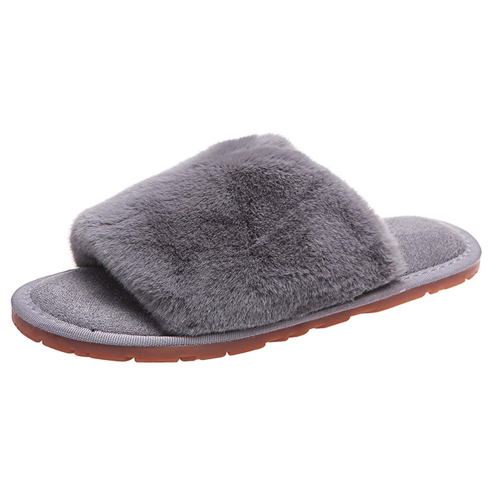 Shevalues Ciabatte Morbida Volpe Per Donne - Pantofole Da Casa In Memory Foam Con Suola Impermeabile, Grigio Scuro, Taglia 37-40
