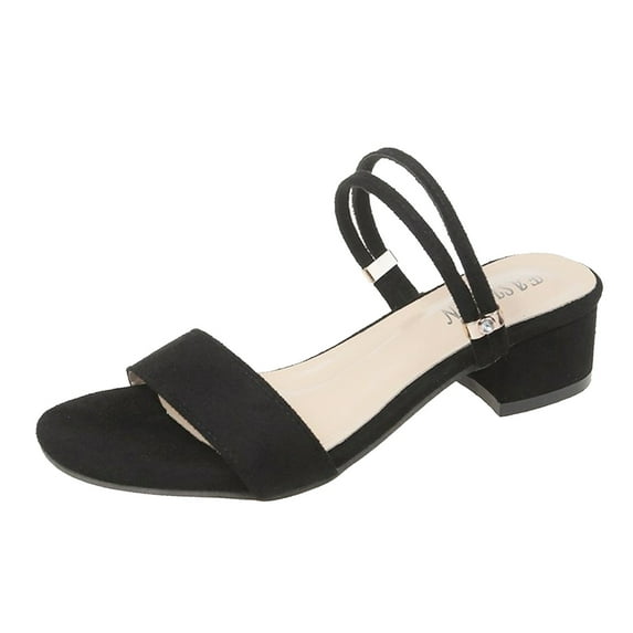 JeashCHAT Women's Heeled Sandals One Band Low Block Heel Sandal Comfortable Slip On Open Toe Sandals for Women Dressy Summer