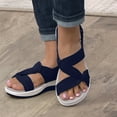 thumbnail image 1 of JeashCHAT Women's Platform Sandals Bow Tie Open Toe Ankle Strap Flatform Wedge Casual Sandal with Arch Support Lightweight Comfortable Sandals (Blue), 1 of 5