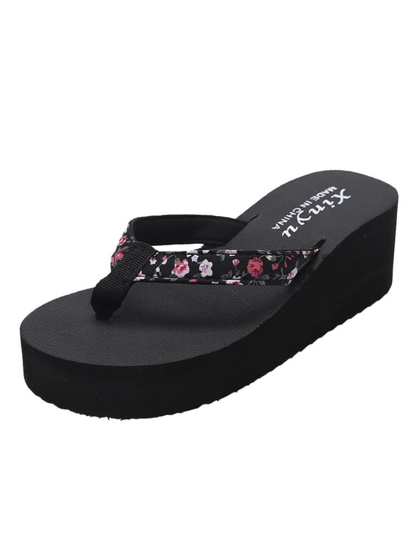Women's Platform Wedge Flip Flops Summer Beach Comfortable Arch Support Thong Sandals Beach Slippers