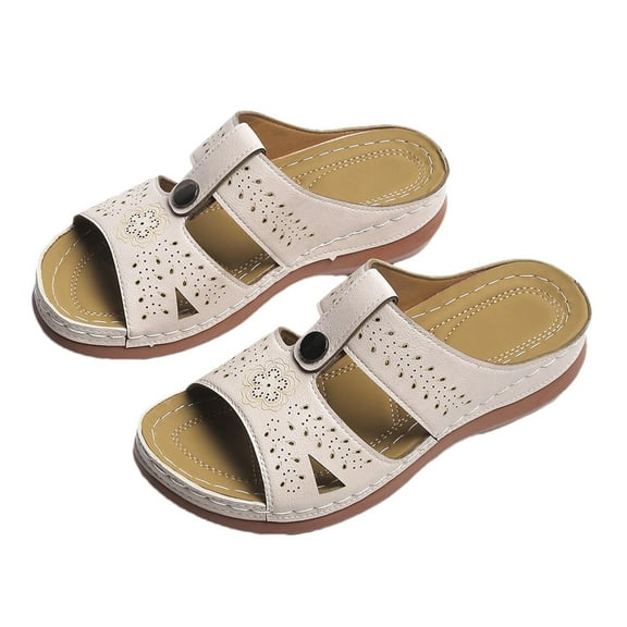 JeashCHAT Women's Platform Wedge Slide Sandals Ladies Casual Open Toe Slides Comfortable Beach Shoes Slippers Dressy Summer Sandals with Arch Support
