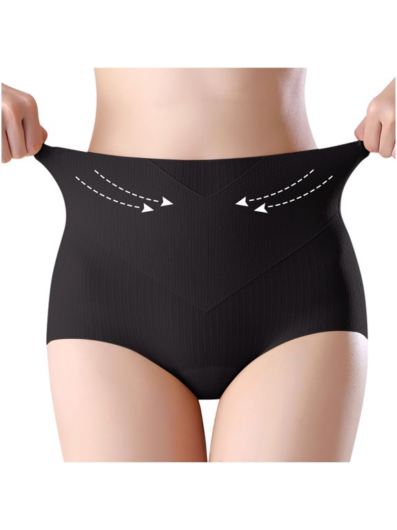 Women's Seamless Underwear Solid Color Plus Size High Waisted Briefs Stretch No Show Breathable Full Coverage Ladies Panties