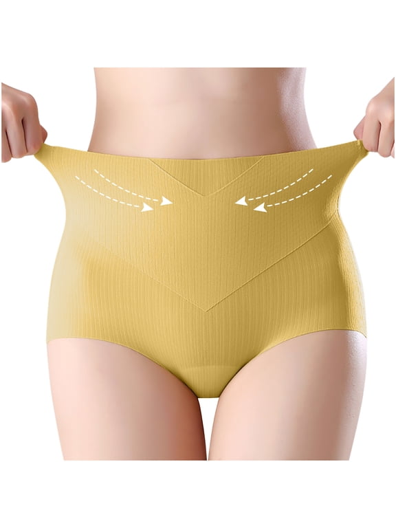 Women's Seamless Underwear Solid Color Plus Size High Waisted Briefs Stretch No Show Breathable Full Coverage Ladies Panties
