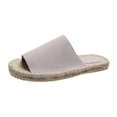 thumbnail image 1 of JeashCHAT Women's Slide Sandals Flat Sandals Espadrilles Open Toe Slip On Slide Sandals Summer Beach Slippers (Beige), 1 of 9