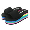 thumbnail image 1 of JeashCHAT Women's Slide Sandals Summer Slippers Slip On Elastic Band Platform Sandals Comfortable Open Toe Flatform Sandals High Wedge Beach Sandals, 1 of 7