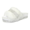 thumbnail image 1 of JeashCHAT Women's Slip On Platform Sandals Comfortable Open Toe Flatform Chunky Sandals Rhinestone Slides (White), 1 of 7