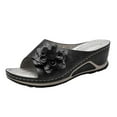thumbnail image 1 of JeashCHAT Women's Wedge Sandals Comfortable Slip On Slide Sandals Flower Open Toe Summer Sandals (Black), 1 of 2