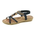 thumbnail image 1 of JeashCHAT Womens Flat Sandals Bohemian T-Strap String Beads Arch Support Summer Comfort Sandal Ankle Elastic Flats Casual Beach Shoes, 1 of 4