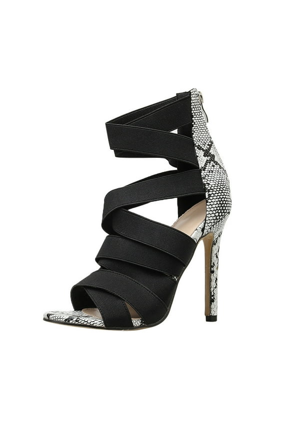 Womens High Heels Crisscross Strappy Gladiator Peep Toe Snake Print Stilettos Dressy Pumps Sandals for Prom Party