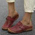 thumbnail image 1 of JeashCHAT Womens Mules Slip on Comfy Summer Sandals Closed Toe Wedge Slide Sandals Vintage Hollow Out Flower Sandals (Red), 1 of 3