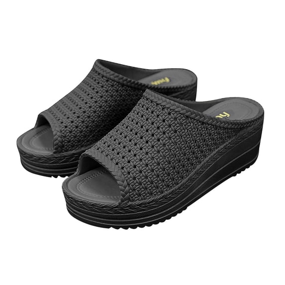 JeashCHAT Womens Platform Wedge Sandals Peep Toe Hollow Breathable Slip On Slide Sandals Summer Casual Outdoor Dress High Heels Shoes