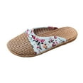 thumbnail image 1 of JeashCHAT Womens Rattan Woven Slippers Closed Toe Bow Straw House Slippers Summer Casual Slip On Bamboo Rattan Beach Sandals for Indoor Outdoor, 1 of 7