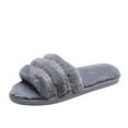 thumbnail image 1 of JeashCHAT Womens Slippers Fuzzy Rhinestone One Band Memory Foam Slippers Cozy Plush Open Toe Home Shoes Indoor Outdoor Slip On Breathable (Gray), 1 of 9