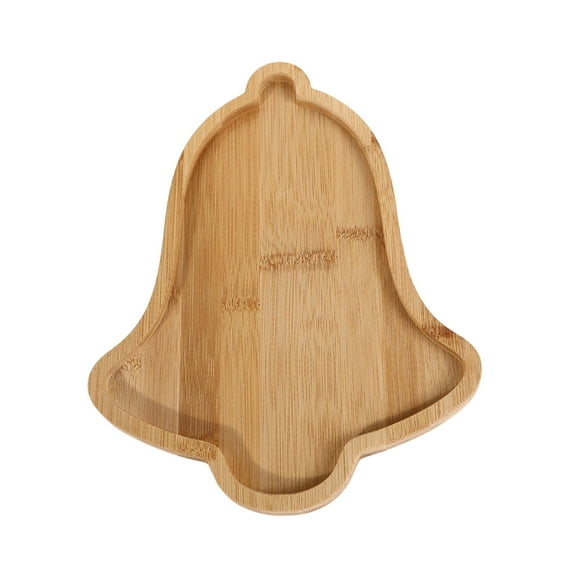 JeashCHAT Wooden Christmas Bell Serving Tray, Bell Shape Bamboo Serving Tray, Candy Dessert Fruit Snack Tray Tableware Table Decorations for Christmas Party