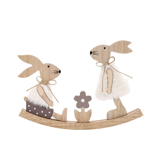 JeashCHAT Wooden Easter Bunny Decorations Spring Easter Rabbit Table Centerpiece Signs Tabletop Decorations for Home Office Farmhouse