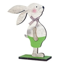 JeashCHAT Wooden Easter Bunny Table Decorations Bunnies Rabbit Tabletop Party Centerpiece Signs Wood Holiday Spring Eggs Shelf Topper for Home Kitchen Office Mantle Outdoor Patio Yard Decor