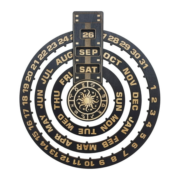 JeashCHAT Wooden Perpetual Calendar Environmental Protection Material Wall Mounted Rotatable Calendar