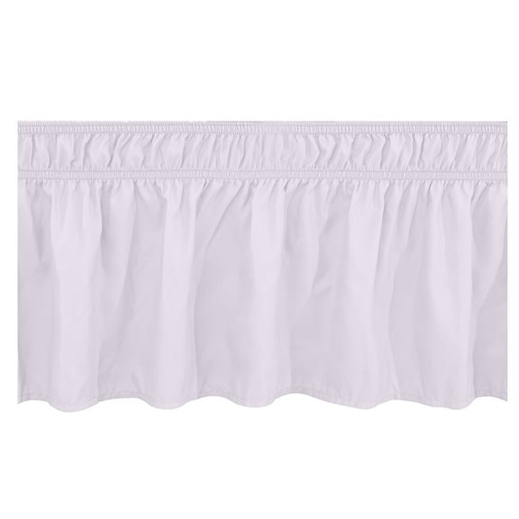 JeashCHAT Wrap Around Bed Skirt & Dust Ruffle with Adjustable Elastic Belt, Easy Fit, King, 15 Inch Drop, Machine Washable, White