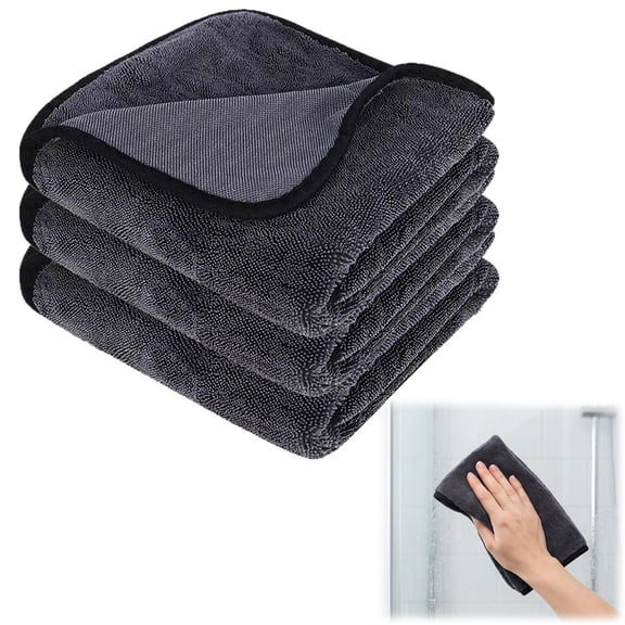 Jeaver Microfiber Window Cleaning Cloth XXL, Streak Free Reusable Cloth for Glass Shower Tiles Faucets Mirrors (24x16 in,3PCS)