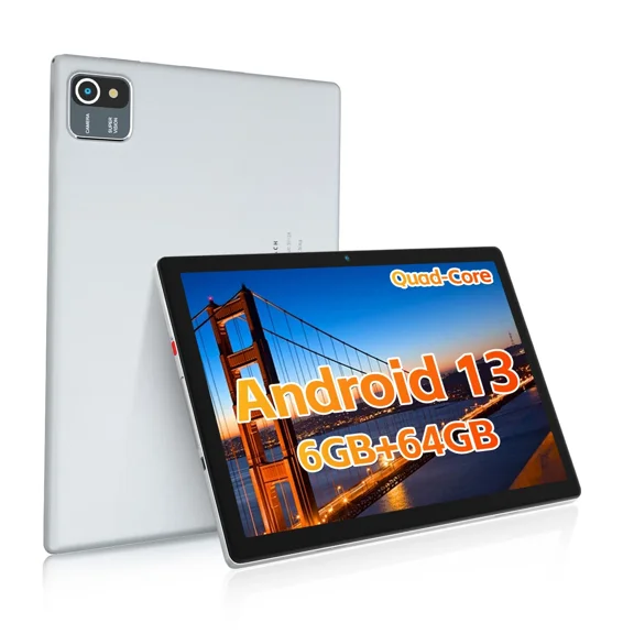 Jeazans Tablet 10.1" Android 13 Tablet 6+64GB Quad Core 1280800 HD IPS WIFI