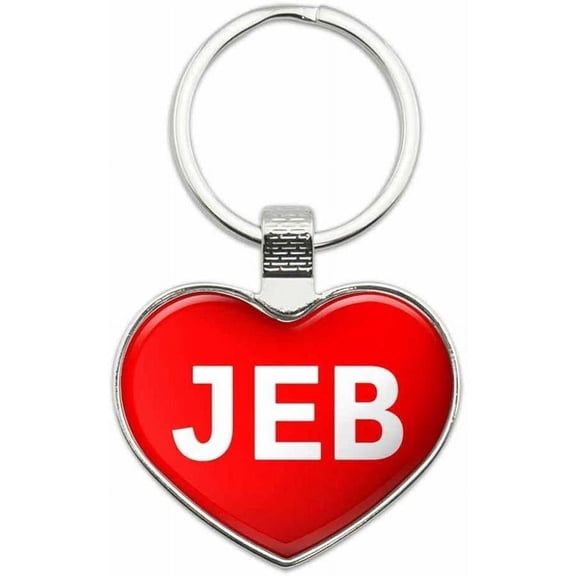 Jeb - Names Male Metal Heart Keychain Key Chain Ring, Red