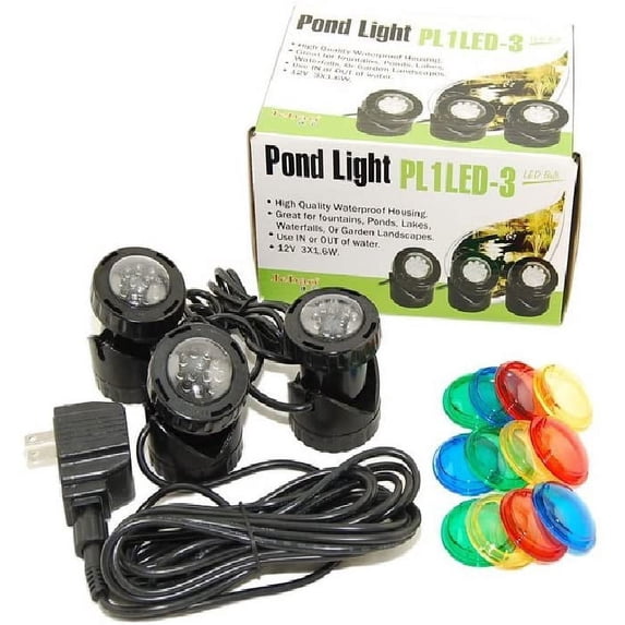 Jebao 12V Submersible LED Pond Light Set, Photocell Sensor, Adjustable ...