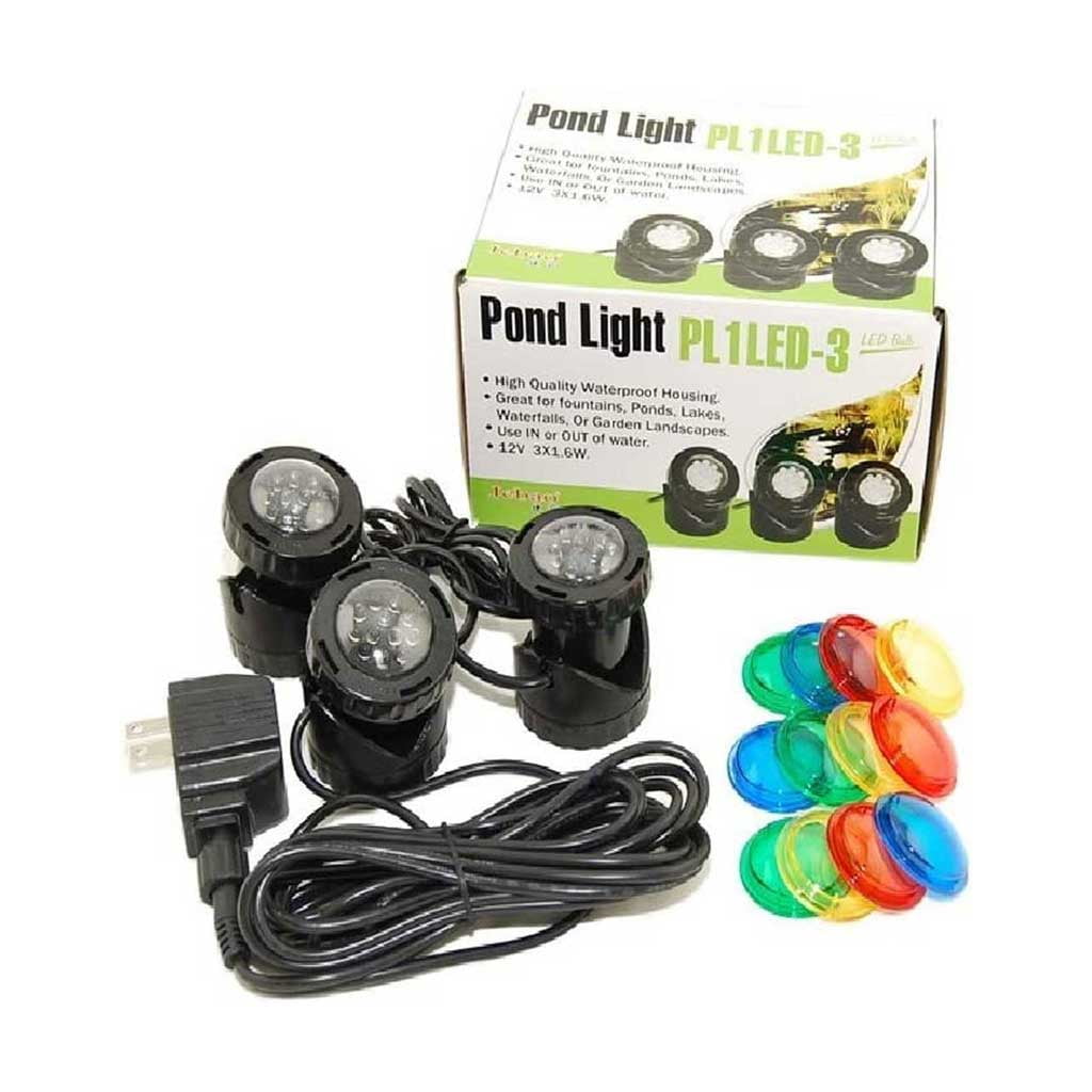 Jebao PL1LED3 Submersible Pond LED Light with 4 Colored Lenses