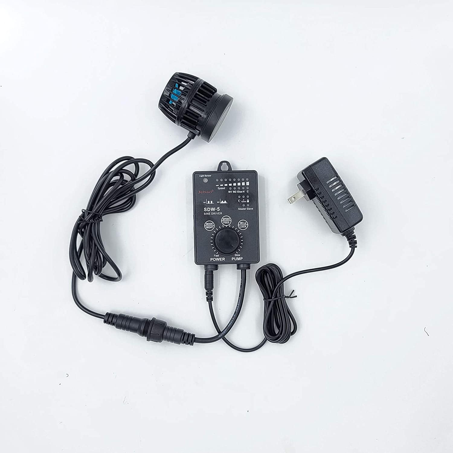 Jebao SDW-5 Wave Maker Flow Pump with Controller for Marine Reef Aquarium, 1320gph