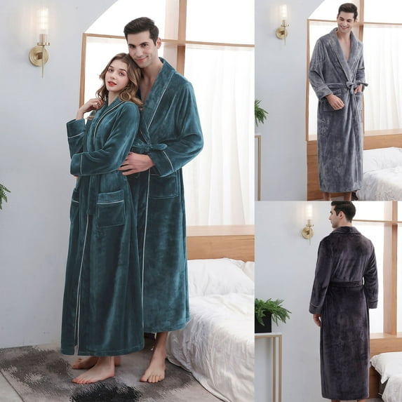Jebong Night Gown Prime On Sale!2022 Autumn And Winter Thickening And Lengthening Flannel Warmth Beibei Fleece Men's And Women's Pajamas Bathrobe